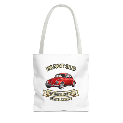 Tote Bag Baujahr 1976 - I'm Not Old I'm Classic - Roter Käfer Oldtimer - 50. Geburtstag Geschenk Stoffbeutel