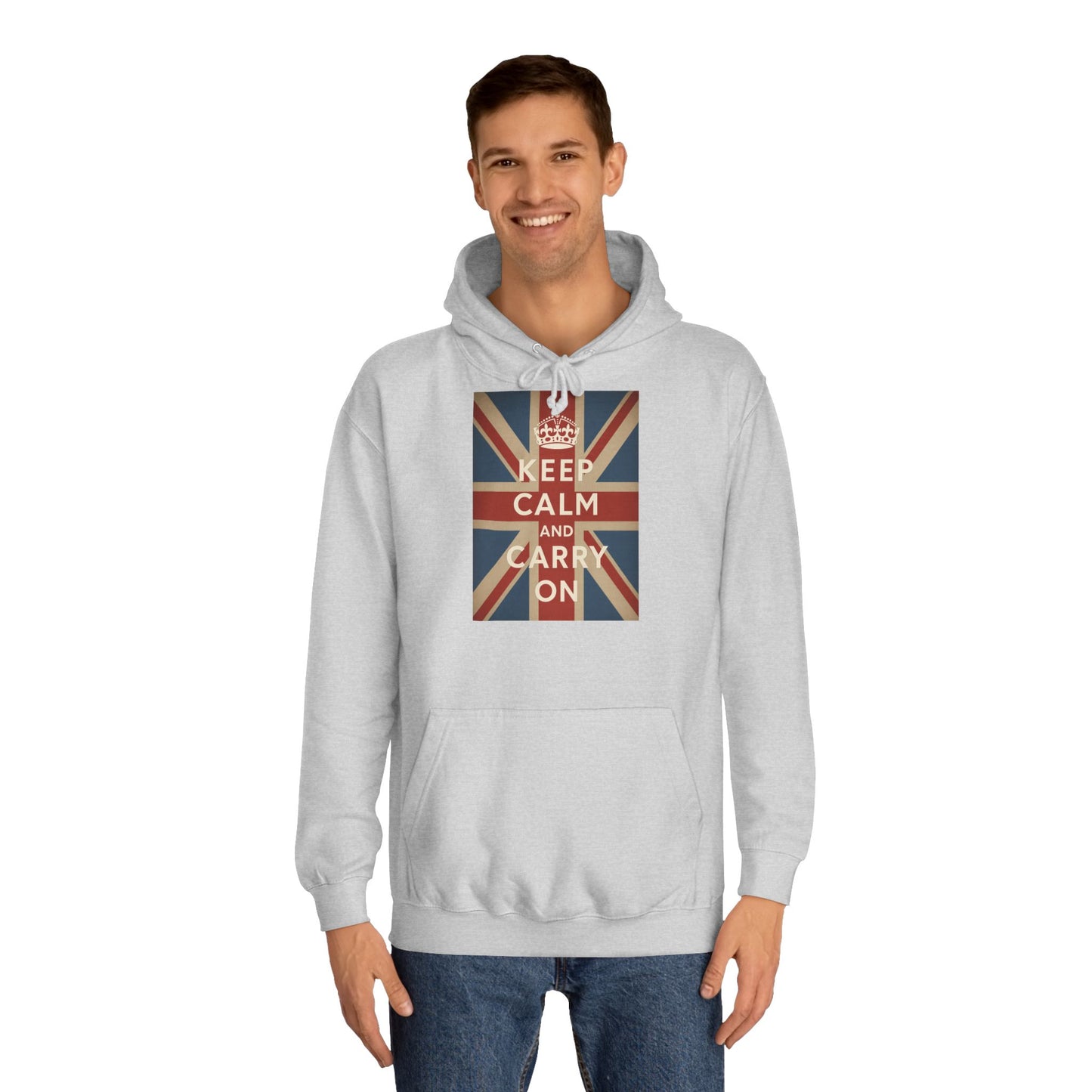 Keep Calm and Carry On Hoodie – Union Jack Britse Vlag Kroon Vintage Retro Hoodie voor UK-Fans