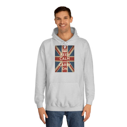 Keep Calm and Carry On Hoodie – Union Jack Britse Vlag Kroon Vintage Retro Hoodie voor UK-Fans