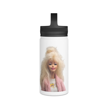 Isolierte Edelstahl-Trinkflasche mit süßem Blonde Doll Motiv – Retro Puppen-Design mit Griff-Deckel, Geschenk für Frauen & Mädchen