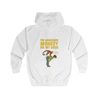 The Aggressive Monkey On My Back Zip Hoodie – Lustiger Affe Vintage Parodie Hoodie für Humor-Fans
