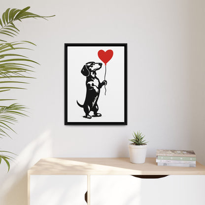 Canvas Bild – Dackel mit Herzballon