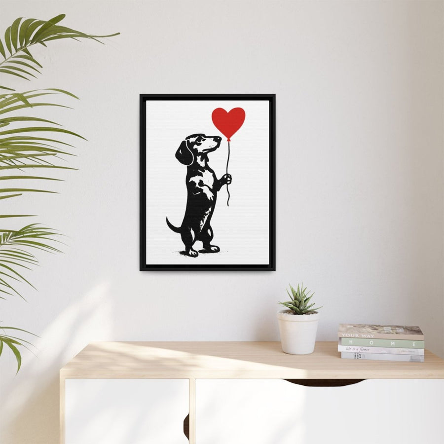 Canvas Bild – Dackel mit Herzballon-True Insights