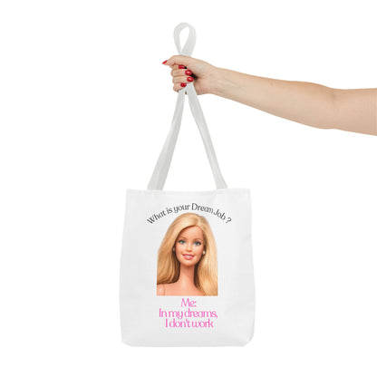 Lustige Tote Bag 'In my dreams I don't work' – Witziger Spruch Anti-Arbeit Stoffbeutel Geschenk für Faulenzer & Tagträumer