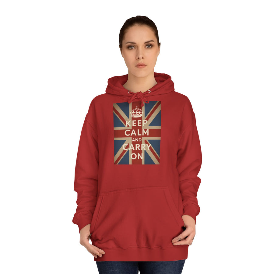 Sweat à Capuche Keep Calm and Carry On – Union Jack Drapeau Britannique Couronne Vintage Rétro pour Fans du UK