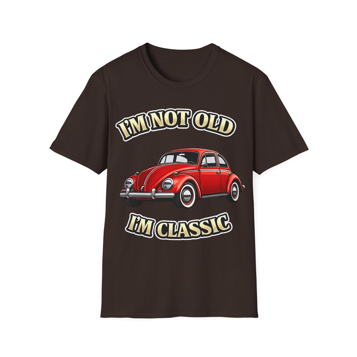 True Insights T-Shirt Vintage Käfer Oldtimer Im Not Old Im Classic in Dunkelbraun mit satirischem Print
