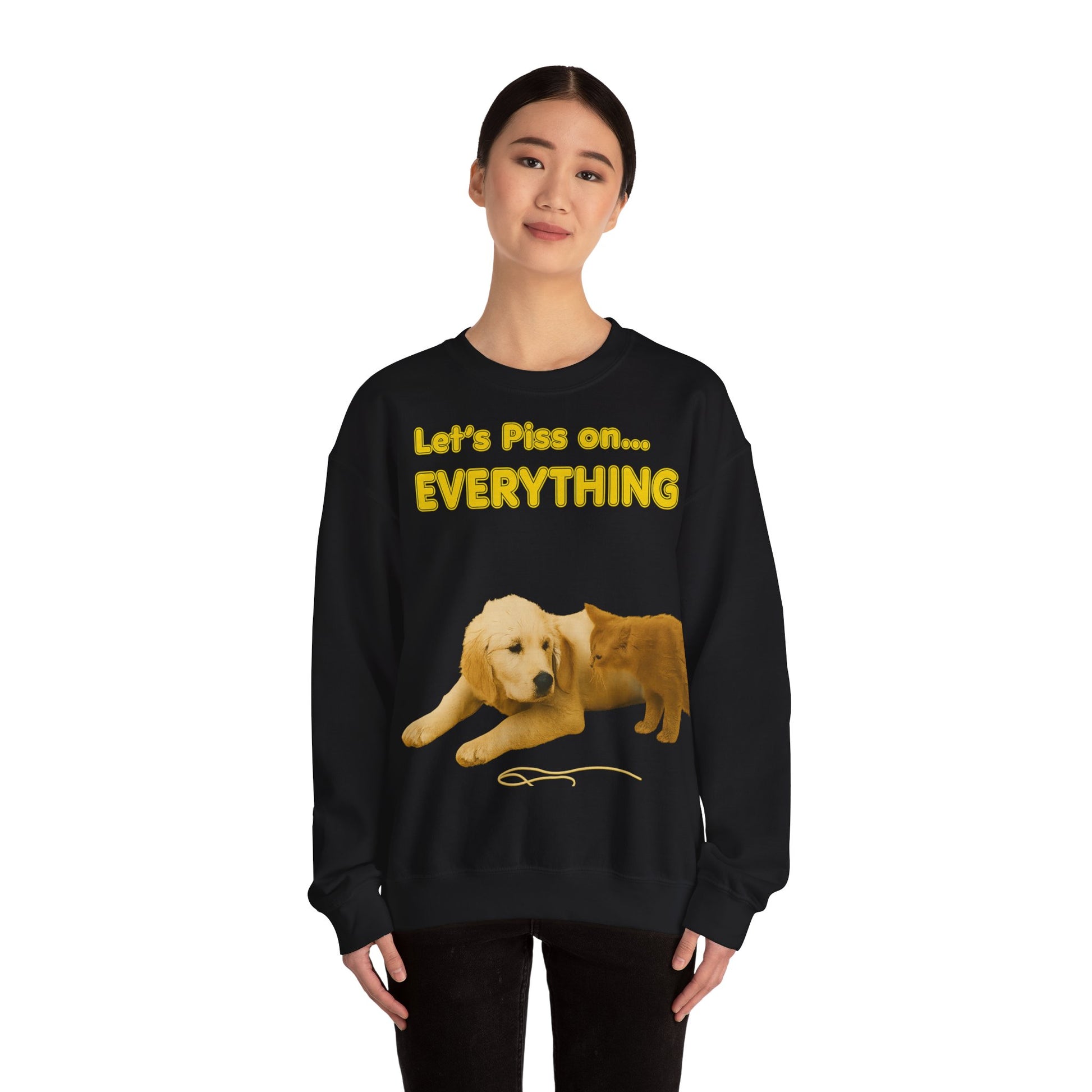 Vintage Motiv – Let’s Piss on Everything – Satirisches Sweatshirt mit Hund & Katze | True Insights Design mit Humor