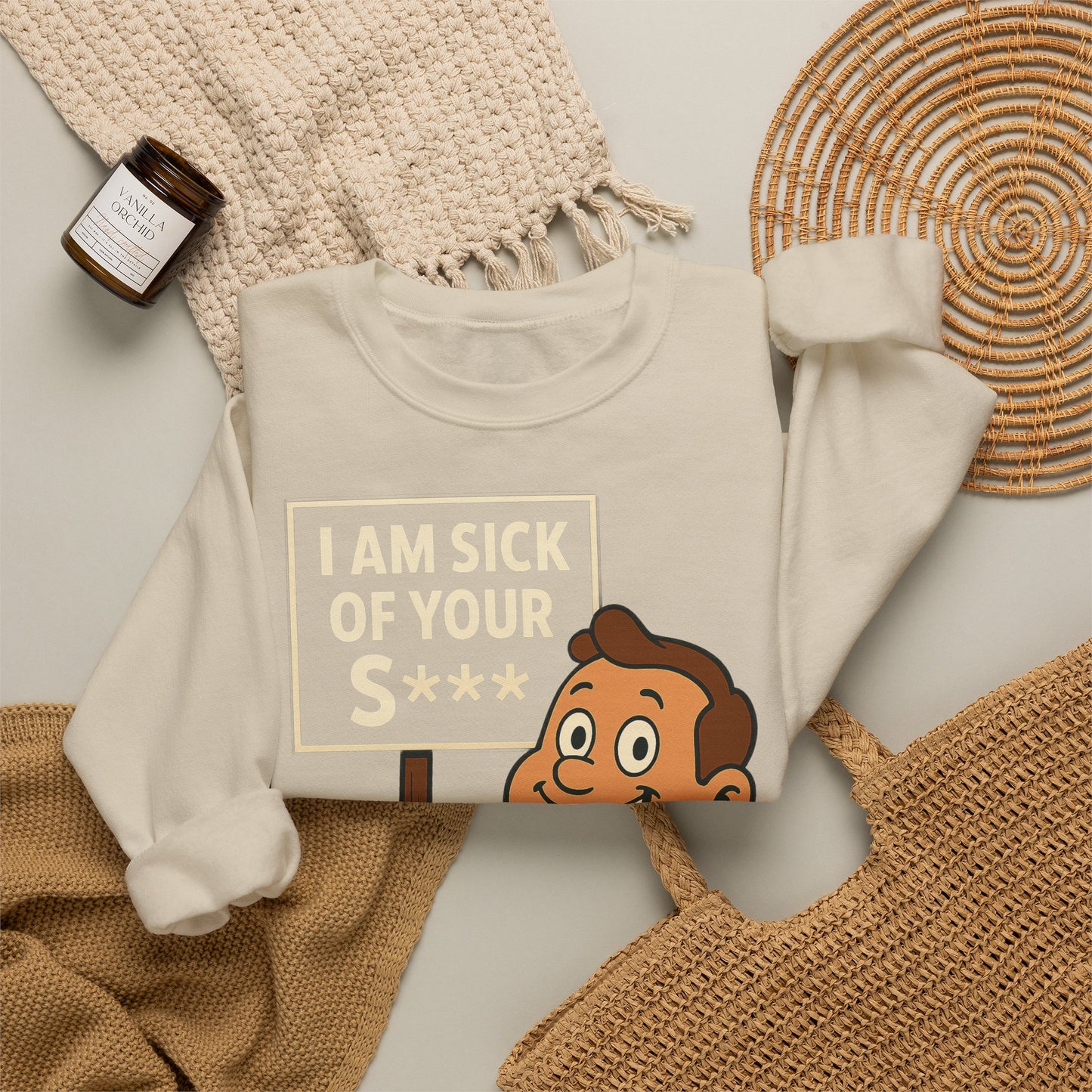 Lustiges Sweatshirt "I Am Sick Of Your S***" – Retro Cartoon Spruch Shirt für Sarkasmus-Fans & Kollegen