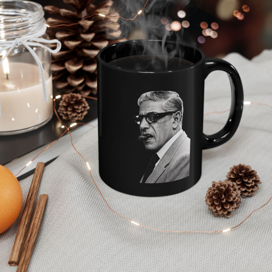 Black Portrait Mug (11oz/15oz) — Vintage Gentleman Photo Coffee Cup