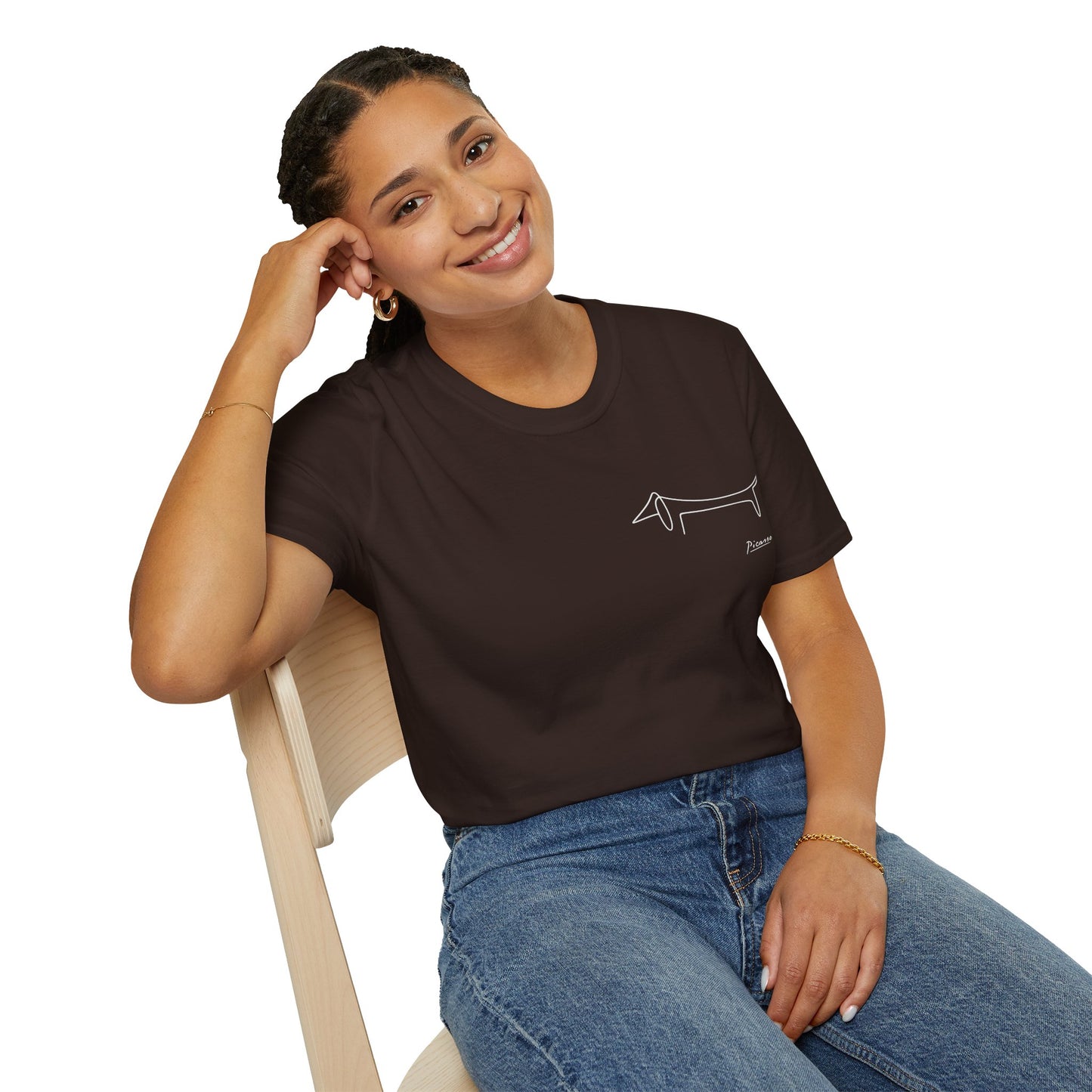 Picasso Dackel T-Shirt – Minimalistische Hundelinie mit Kultfaktor - kleines Motiv
