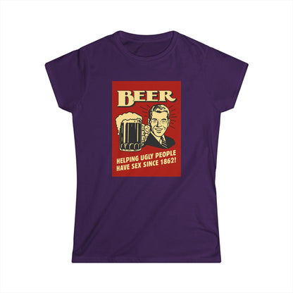 Beer Shirt Damen - Helping Ugly People Have Sex Since 1862 - Lustiges Retro Bier T-Shirt für Party & Feiern