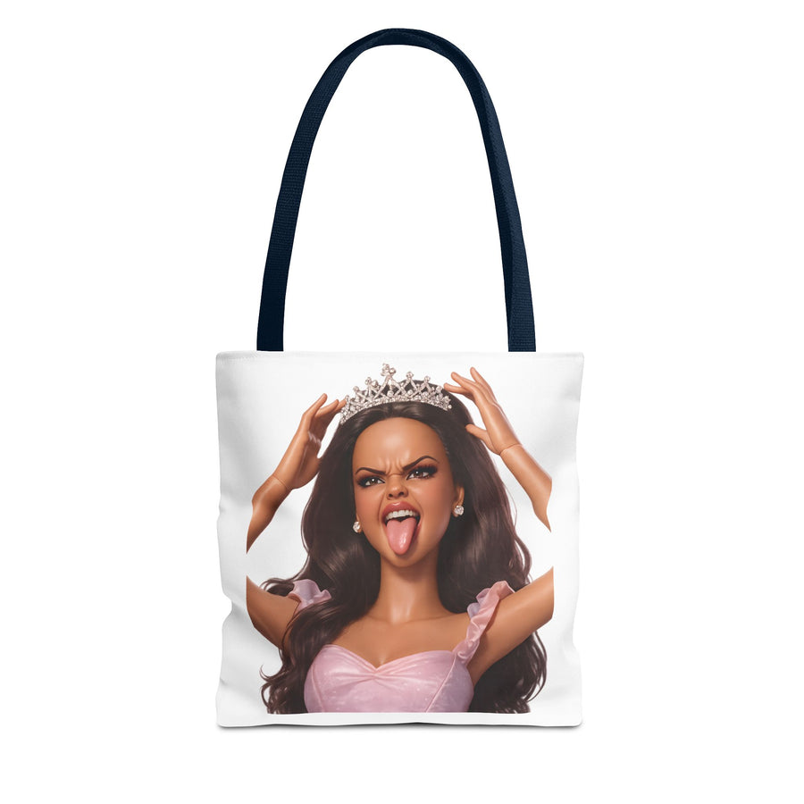 Barbicore Tote Bag – Freche Diva mit Krone & Zunge | Bedruckter Polyester Sportbeutel Gymbag für Gym, Uni & Strand