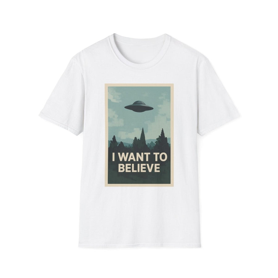 True Insights T-Shirt I Want To Believe UFO Vintage Motiv in Weiß mit fliegender Untertasse