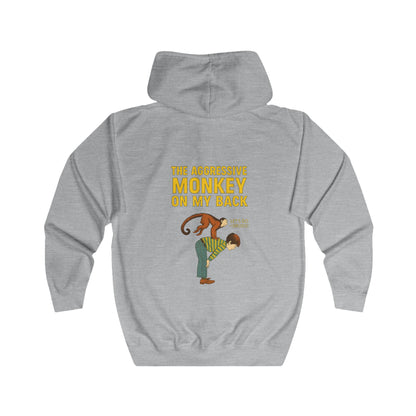 The Aggressive Monkey On My Back Zip Hoodie – Lustiger Affe Vintage Parodie Hoodie für Humor-Fans