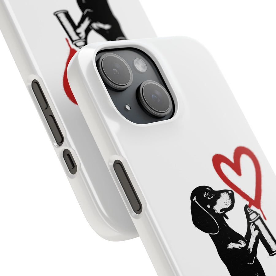True Insights Banksy Dackel Handyhülle – Street-Art Design mit rotem Herz