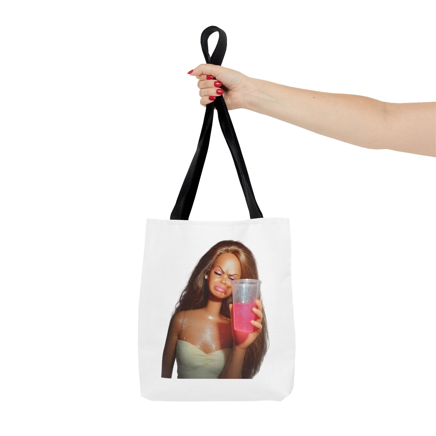 Doll Meme Barbicore Tote Bag – Lustige Puppe mit Pink Drink, Trendy Aesthetic Stoffbeutel für Fans