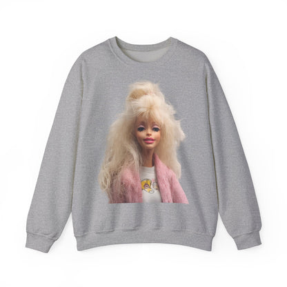 Retro Puppen Portrait T-Shirt Damen | 80er Jahre Blond Doll Fashion Shirt | Pinke Jacke Vintage Style Geschenk