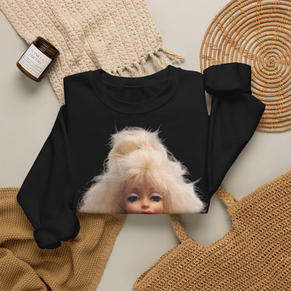 Retro Puppen Portrait T-Shirt Damen | 80er Jahre Blond Doll Fashion Shirt | Pinke Jacke Vintage Style Geschenk