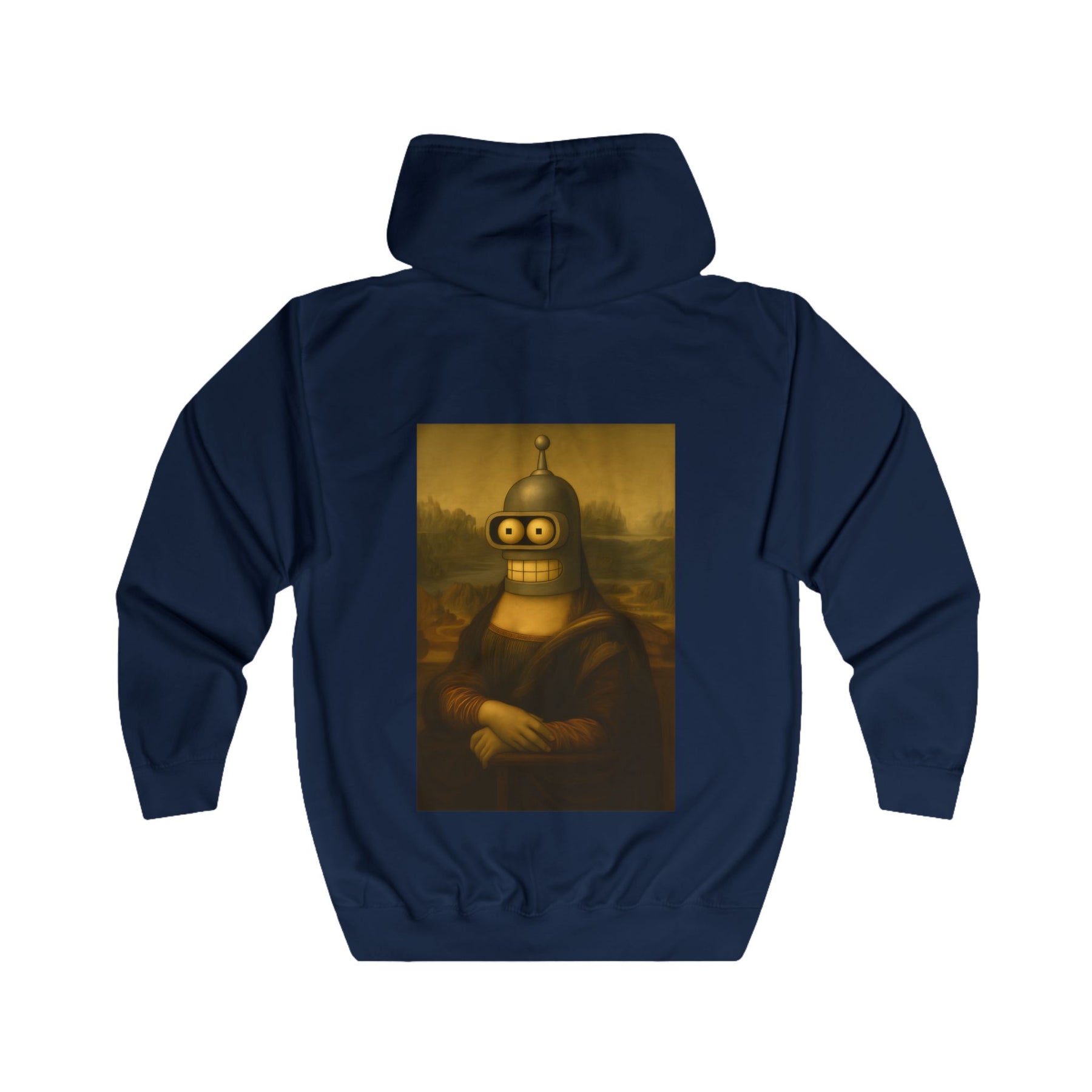 True Insights Zip Hoodie Mona Lisa Roboter Parodie in Oxford Navy, witziges Kunst Motiv für Fans