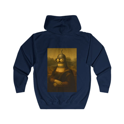 True Insights Zip Hoodie Mona Lisa Roboter Parodie in Oxford Navy, witziges Kunst Motiv für Fans