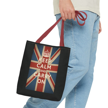 Keep Calm and Carry On Tote Bag – Union Jack Stoffen Tas met Kroon, Brits Kultmotief, Cadeau voor UK-Fans