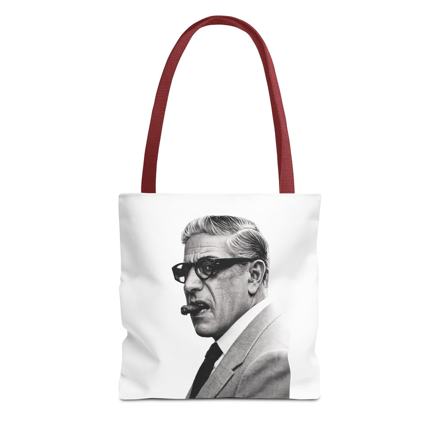 Tote Bag Portrait Aristote Onassis – Icône Vintage Noir & Blanc au Cigare, Sac en Polyester pour Amateurs de Style