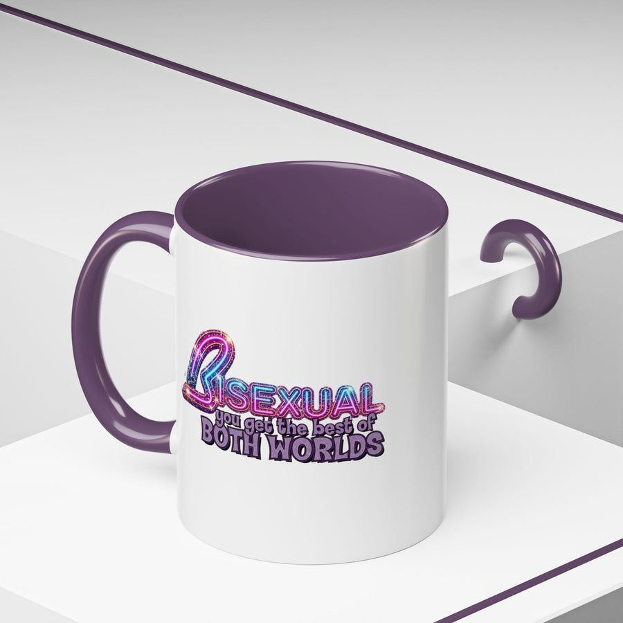 Mug Bisexual – You Get The Best Of Both Worlds | Effet paillettes coloré pour Bi Pride & CSD