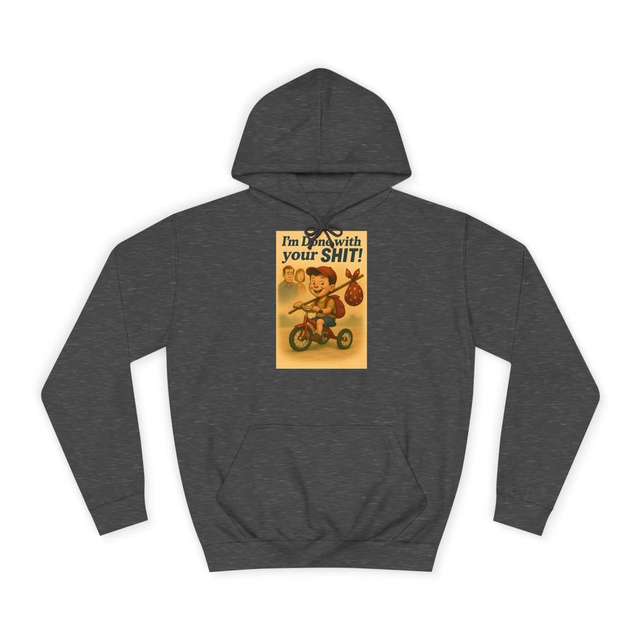 True Insights I'm Done with Your Shit! Hoodie – Retro-Motiv mit Ausreißer-Kind in Charcoal