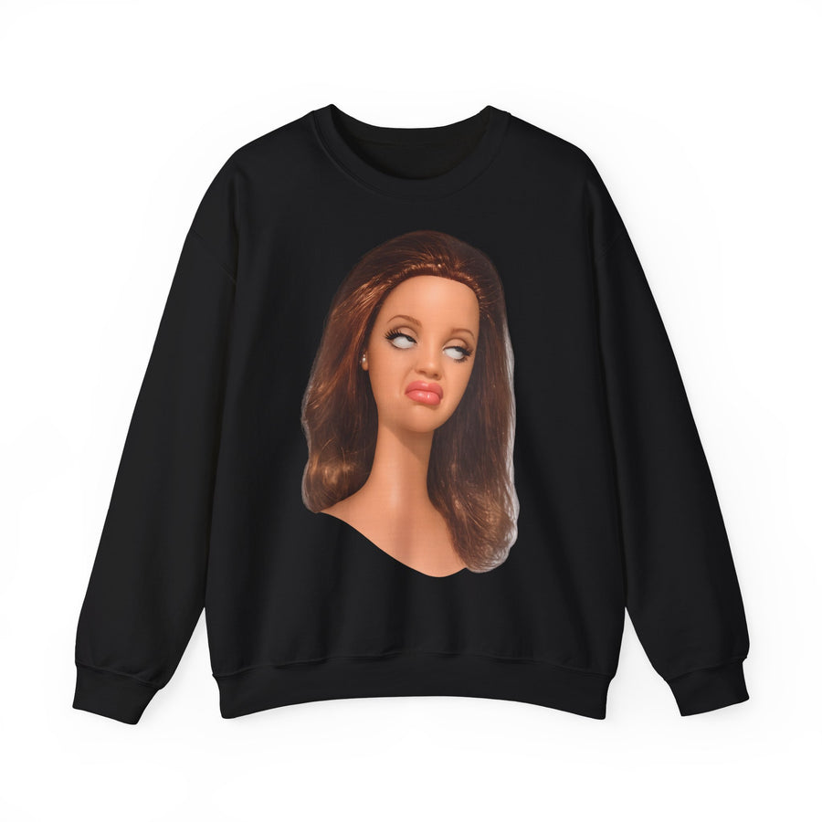 Lustiges Puppen-Gesicht Sweatshirt | Genervter Blick Meme Sweatshirt | Ironisches Statement Geschenk für Frauen