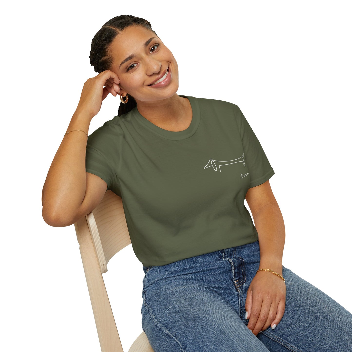 Picasso Dackel T-Shirt – Minimalistische Hundelinie mit Kultfaktor - kleines Motiv