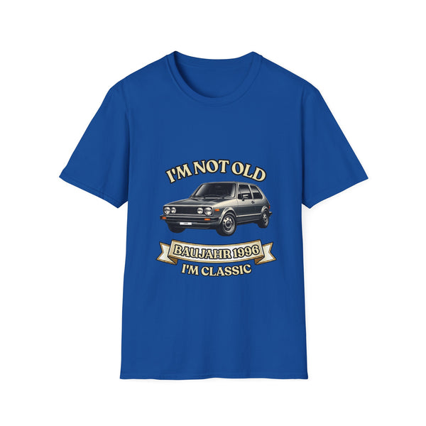 Geschenk zum 30. Geburtstag – T-Shirt Jahrgang 1996 VW Golf – Royal – Vorderseite