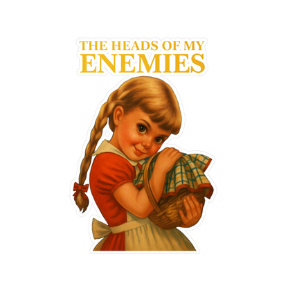 The Heads Of My Enemies Sticker - Lustiges Vintage Retro Meme Mädchen mit Korb - Ironischer Dark Humor Aufkleber Geschenk