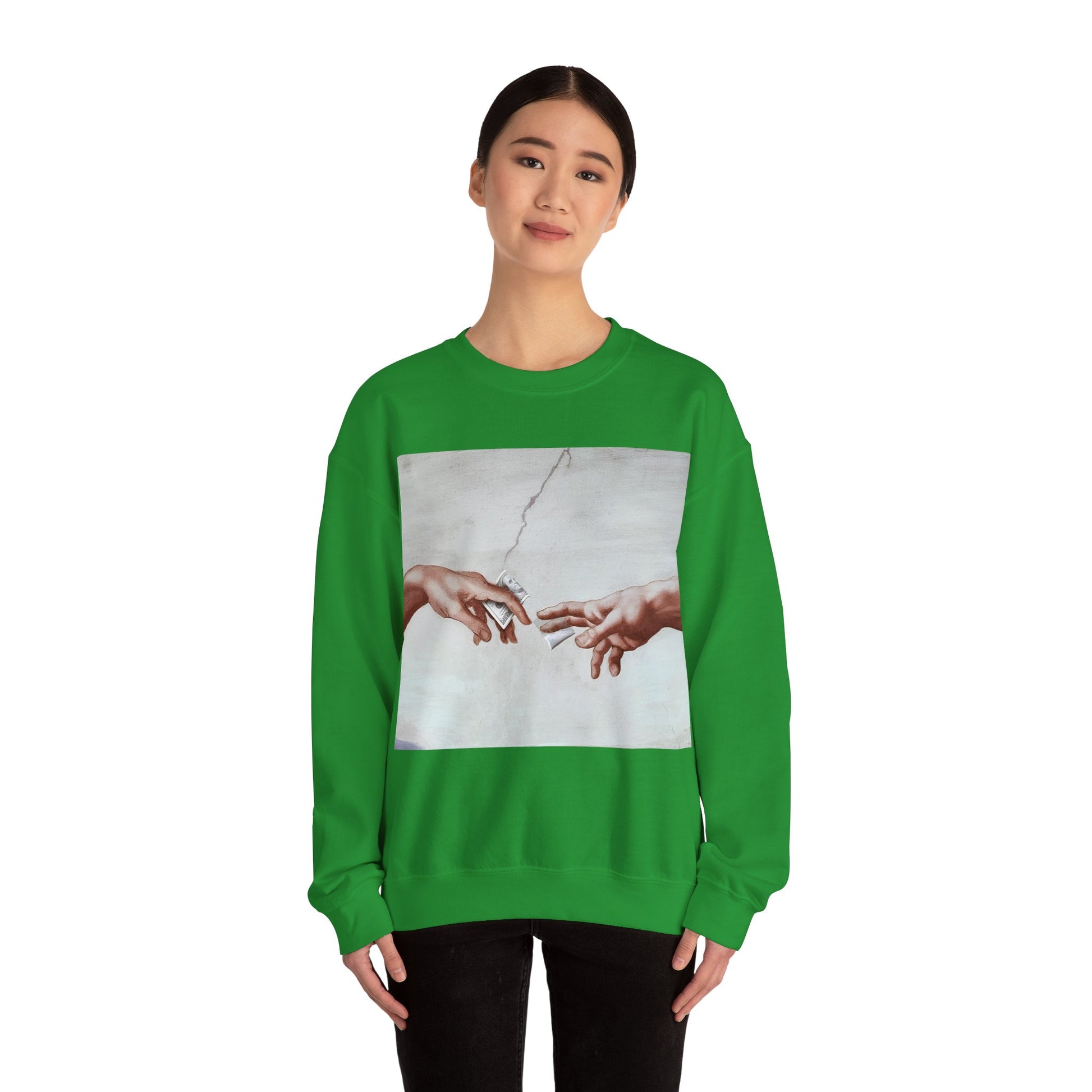 Sweatshirt – The Deal Sweatshirt – Satirische Kunst trifft Streetwear | Michelangelo Meme Design | True Insights Design mit Humor