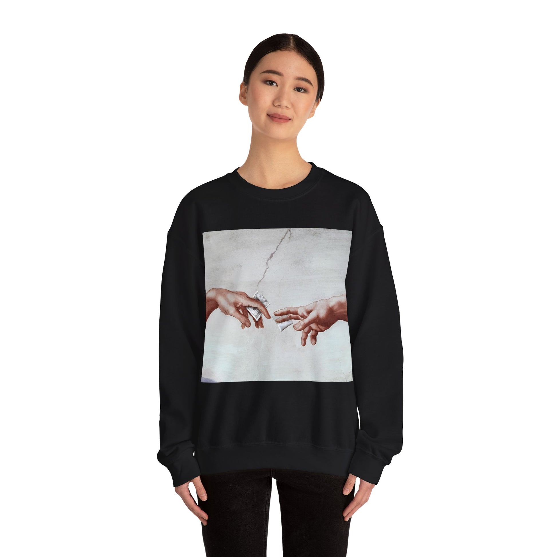 Sweatshirt – The Deal Sweatshirt – Satirische Kunst trifft Streetwear | Michelangelo Meme Design | True Insights Design mit Humor