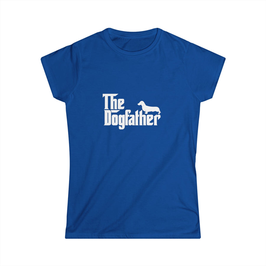 True Insights Damen T-Shirt Dackel Dogfather lustiges Dackel Shirt in Royalblau