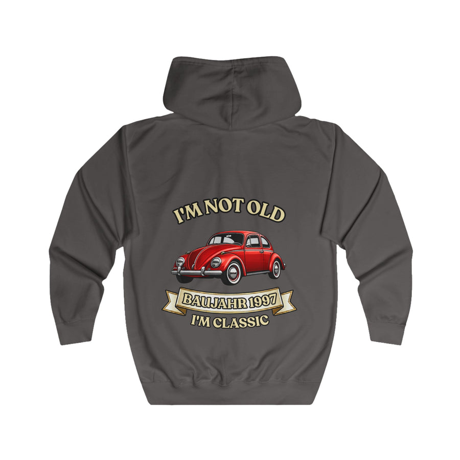 Geschenk zum 30. Geburtstag – Sweatjacke Jahrgang 1997 VW Käfer – Steel Grey – Rückenansicht