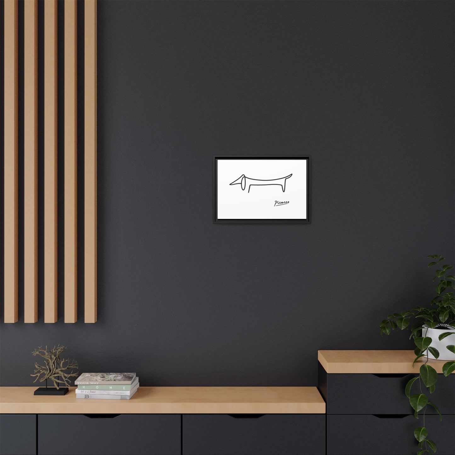 Picasso-Dackel Line-Art Leinwand | Minimalistisches Wandbild | Modernes Hunde-Kunstwerk