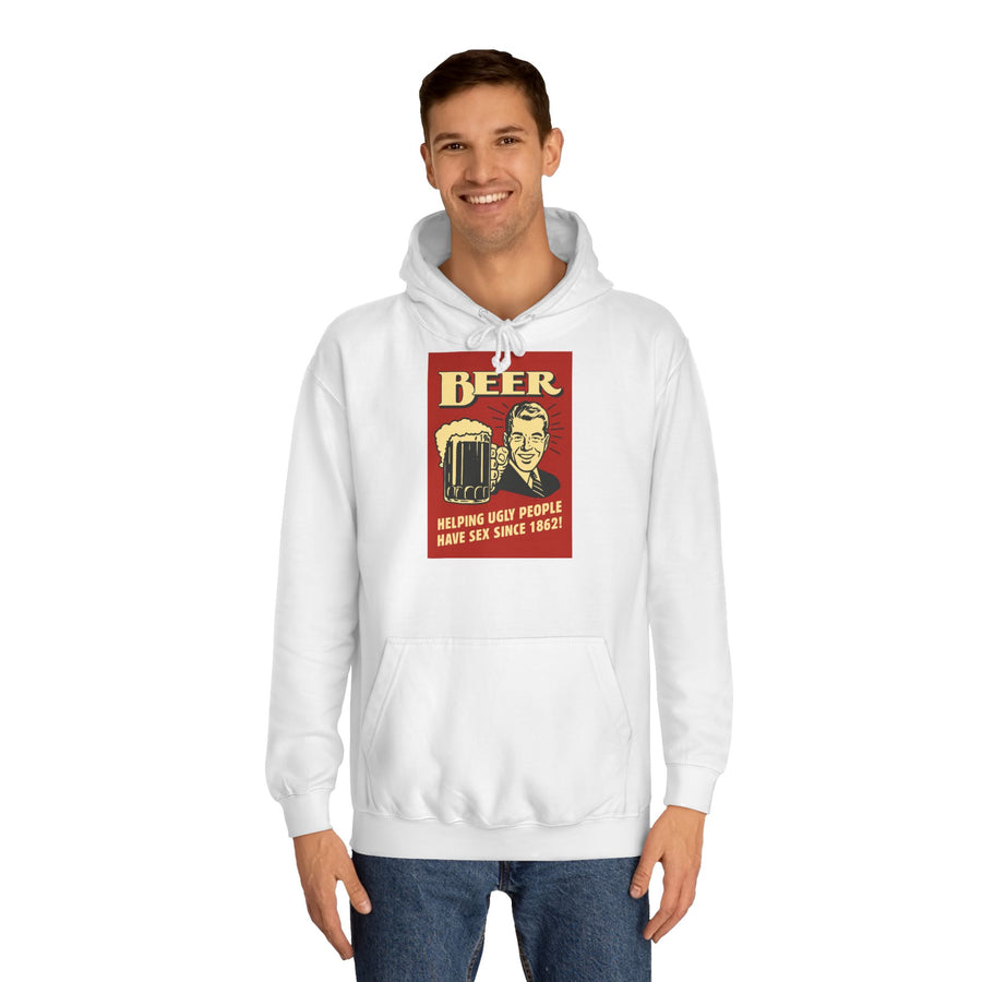 BEER Hoodie Rétro Vintage Bière Humour - Helping Ugly People - Cadeau drôle amateurs de bière, fête & homme