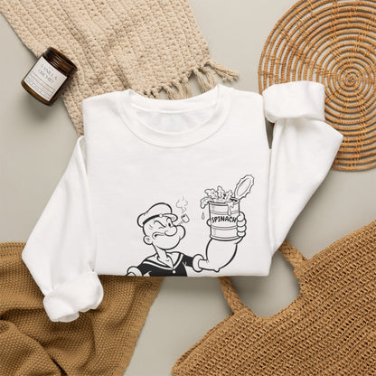 True Insights Sweatshirt Popeye Spinat Dose Retro Comic Sailor Pullover für Cartoon-Fans