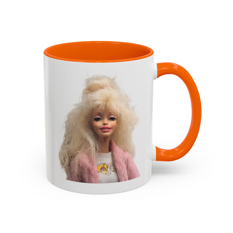 Mug Poupée Rétro Années 80 | Blonde Culte Brushing & Veste Rose | Tasse Café Cadeau Fans Nostalgie & Barbie