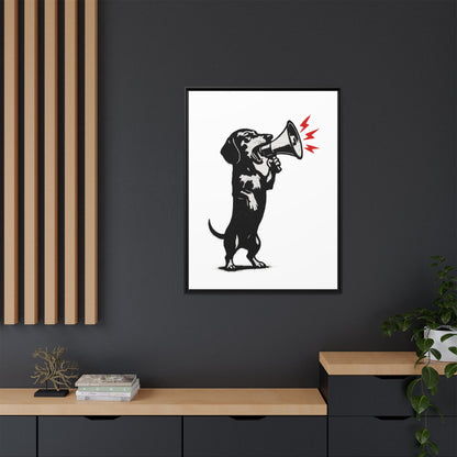 Dog with Megaphone – Satirisches Banksy-inspiriertes Kunstmotiv | Statement Design