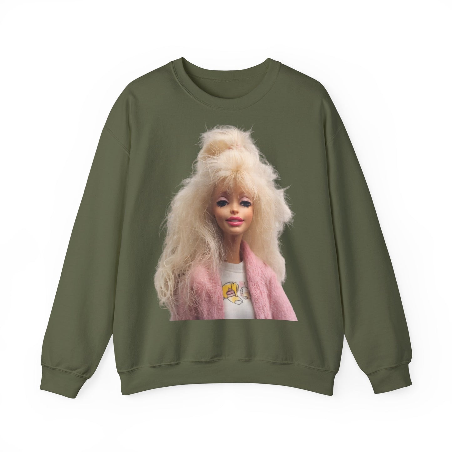 Retro Puppen Portrait T-Shirt Damen | 80er Jahre Blond Doll Fashion Shirt | Pinke Jacke Vintage Style Geschenk
