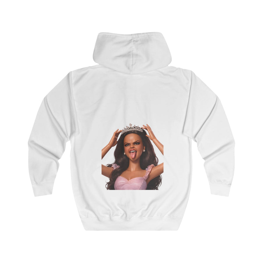 Barbicore Prinzessin Zip-Hoodie – Freches Puppen-Motiv mit Krone und Zunge raus