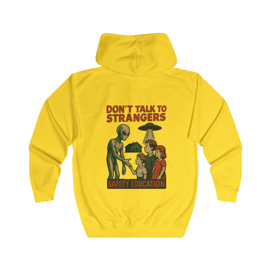 Don't Talk to Strangers Alien Zip-Hoodie – Lustiges Retro-UFO-Motiv