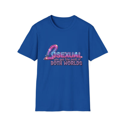 True Insights T-Shirt Bisexual Best Of Both Worlds Bi Pride CSD Neon-Look in Royalblau