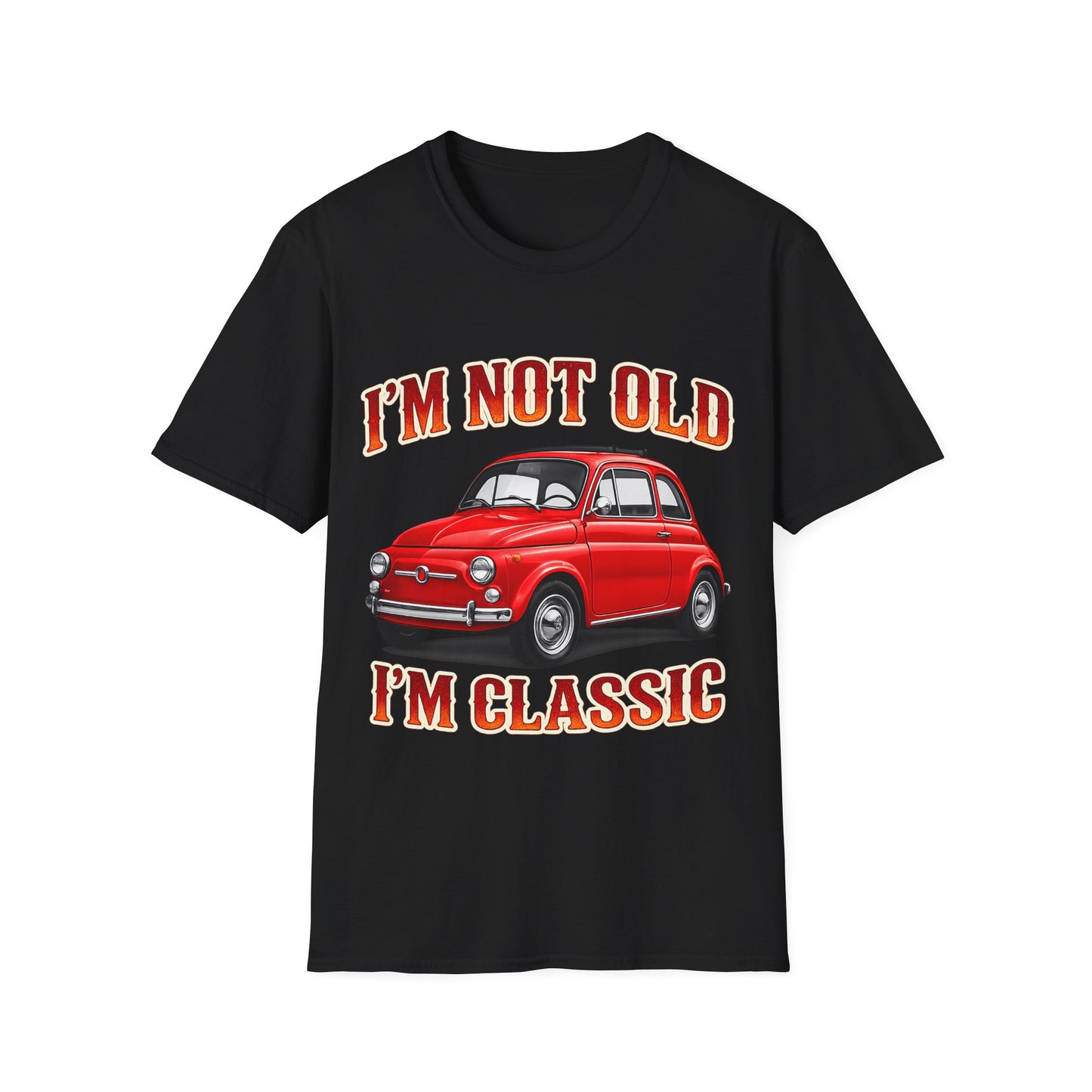 True Insights Retro T-Shirt Oldtimer Kleinwagen Motiv in Schwarz, Vintage Geschenk für Herren