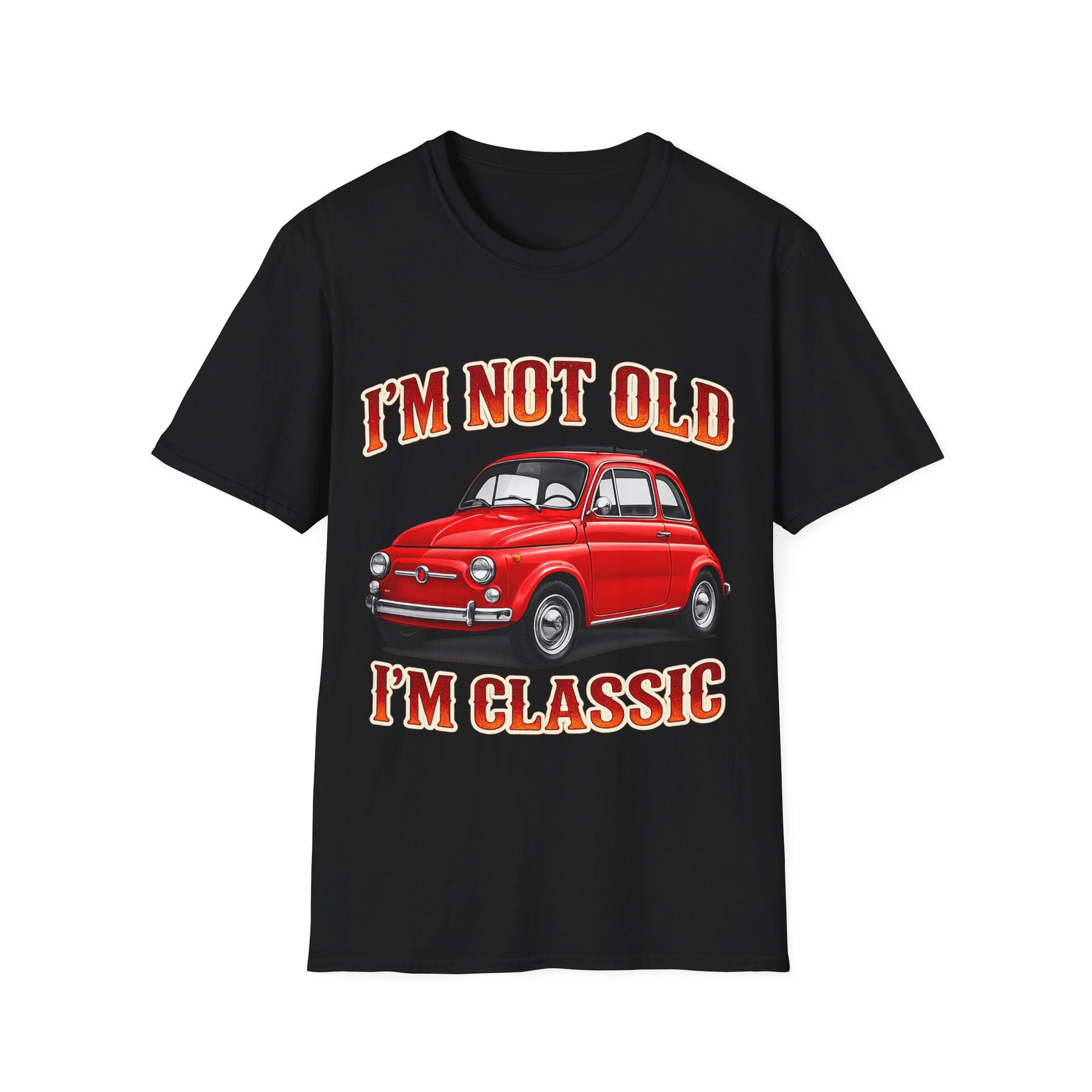 True Insights Retro T-Shirt Oldtimer Kleinwagen Motiv in Schwarz, Vintage Geschenk für Herren