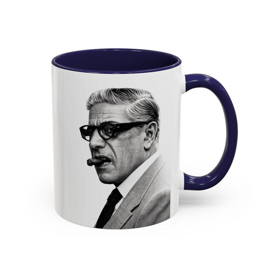 Mug Aristoteles Onassis – Portrait noir & blanc avec cigare & lunettes | Mug coloré pour fans d'histoire & de style