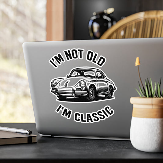 I'm Not Old I'm Classic Sticker – Retro Oldtimer Sportwagen Aufkleber, lustiges Geschenk für Autoliebhaber & Geburtstag