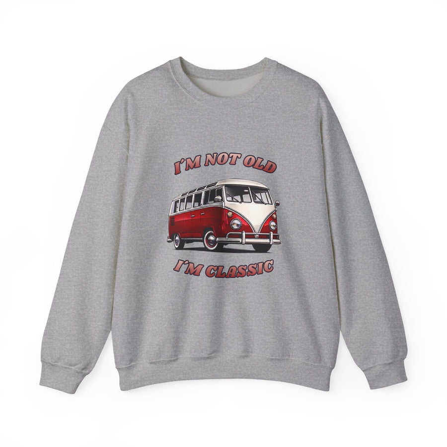 True Insights VW Bulli T1 Samba Sweatshirt – I'm Not Old I'm Classic Geschenk in Sport Grey